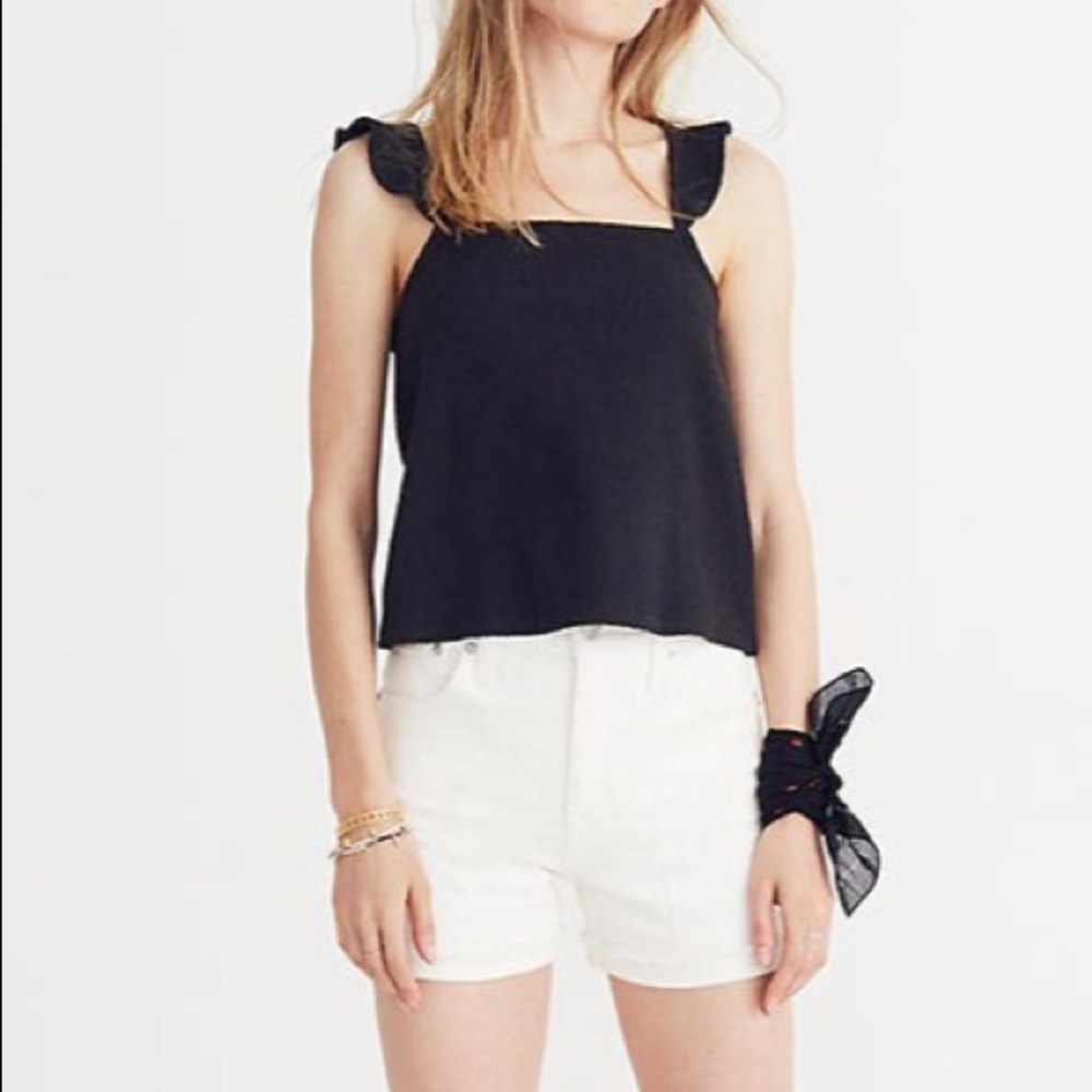 Madewell texture & thread ruffle strap tank top